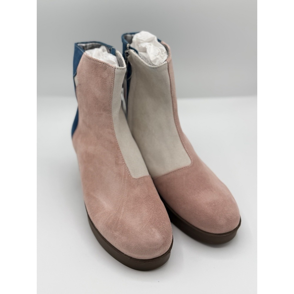 Luna Morganite Colorblock Suede Ankle Boots Zip Round Toe Women's 9